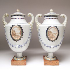 Pair of 18th Century Chinese Export Porcelain Covered Urns