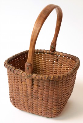 19th Century Square Swing Handle Nantucket Berry Basket
