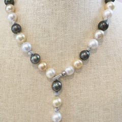 Fine South Sea Natural Multi-Color Lariat Necklace