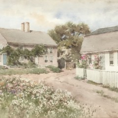 Jane Brewster Reid Watercolor on Paper "Nantucket Cottages"