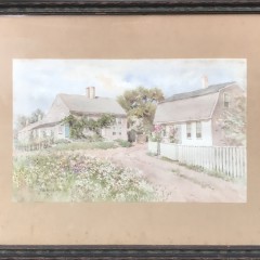 Jane Brewster Reid Watercolor on Paper “Nantucket Cottages”