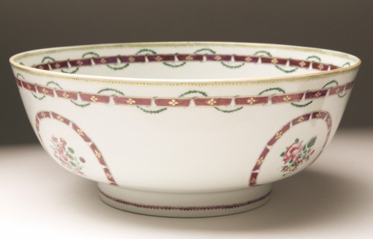 18th Century Chinese Export Famille Rose Punch Bowl