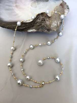 Fine 11mm - 14mm South Sea White Pearl Necklace