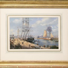 Roy Cross Watercolor on Paper “Nantucket Harbor, 1850”