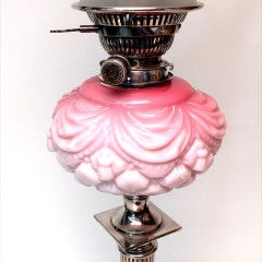 19th Century Silver Plated Corinthian Column Kerosene Lamp