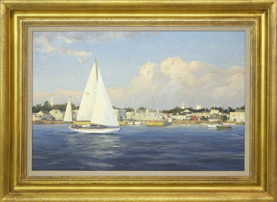 David Bareford Oil on Canvas "Concordia Leaving Stonington Harbor"