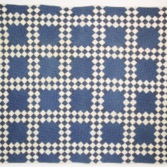 Antique Blue and White Irish Chain Patchwork Quilt