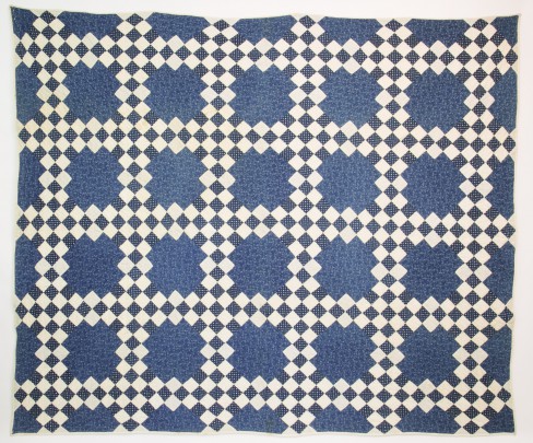 Antique Blue and White Irish Chain Patchwork Quilt