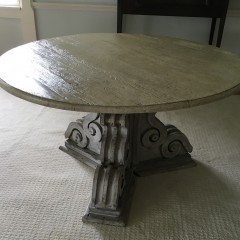 White Washed Round Folksy Pedestal Dining Table