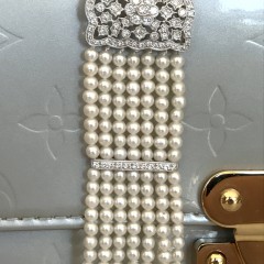 Delicate 3mm 7-Strand Seed Pearl and Diamond Bracelet, set with 85 small diamonds, 18k white gold clasp.