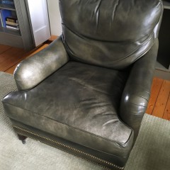 Hancock & Moure Green Leather Library Chair