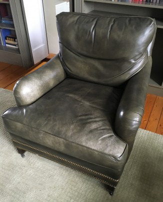 Hancock & Moure Green Leather Library Chair