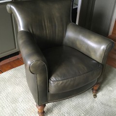 Hancock & Moure Green Leather Library Chair