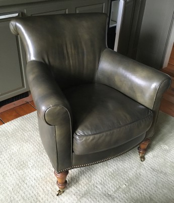 Hancock & Moure Green Leather Library Chair