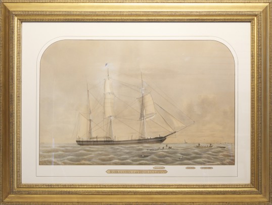 Benjamin Russel Watercolor on Paper "The Whaling Bark Canton"