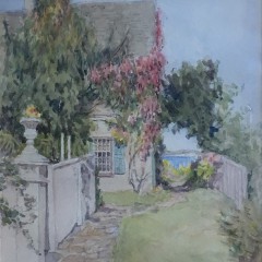 Jane Brewster Reid Watercolor on Paper "Wisteria Cottage"