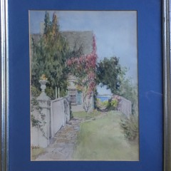 Jane Brewster Reid Watercolor on Paper “Wisteria Cottage”