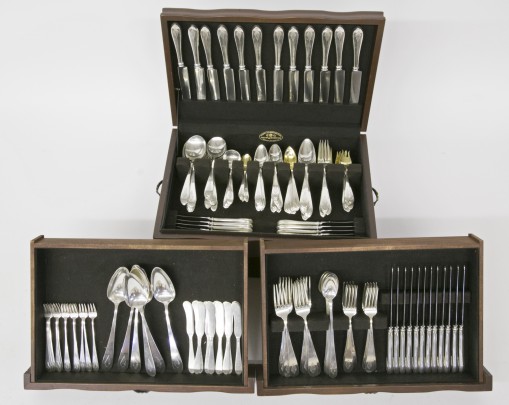 Gorham Sterling Silver Flatware Service for 12 in the "Rose Point" Pattern