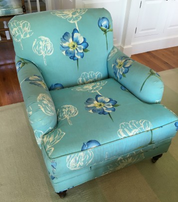 Teal Floral Upholstered Pr. Chairs