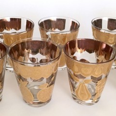 Set of 9 Rare Culver LTD "Florentine" Double Old Fashions, 22k gilt, signed