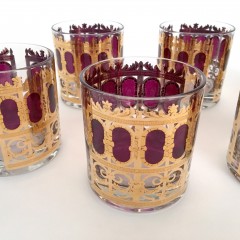 Set of Eight 1960s Vintage Culver LTD “Cranberry” Rocks Glasses