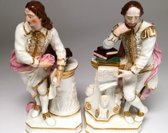 Pair of Crown Derby Shakespearean Porcelain Figures
