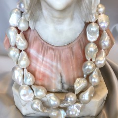 Fine White Fresh Water Baroque Pearl Necklace