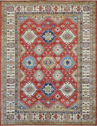 Red Tribal Kazak Hand Knotted Carpet