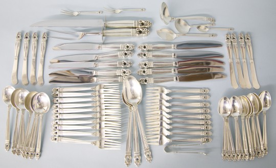 International Royal Danish Sterling Silver Flatware Service