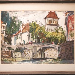 Watercolor on Paper "Parisian Bridge"