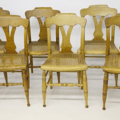 Set of Six 19th C. Tiger Maple Cane Seat Dining Chairs