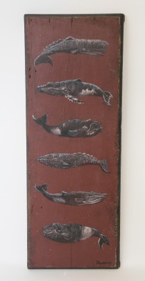 David Lazarus Hand Painted Plaque Depicting 6 Species of Whales