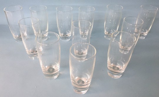 Set of 12 Signed Steuben Tall Water Glasses