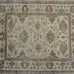 Ivory Bamboo Silk Oushak Carpet