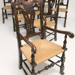 Set of Eight 19th Century English Oak Chippendale Dining Chairs