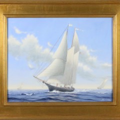 Alan J. Eddy Oil on Canvas “Three American Vessels at Full Sail”