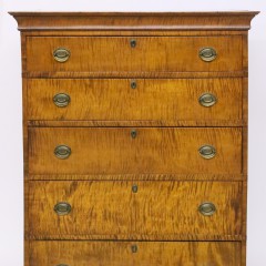 Bench Made Tiger Maple Chippendale Style Chest of Drawers