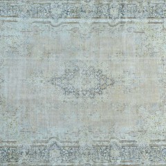 Hand Woven White Wash Wool Kerman Carpet