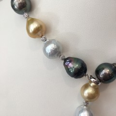 12mm – 14.2mm South Sea and Tahitian Baroque Pearl Lariat Necklace