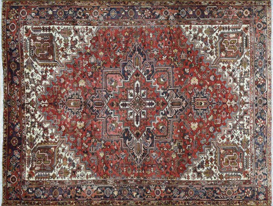 Semi-Antique Hand Woven Wool Persian Heriz Carpet