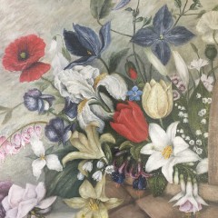 19th Century Oil on Canvas “Flowers in a Basket”