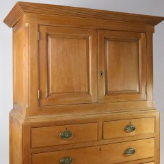 Two-Part Antique Pine Cupboard on Chest