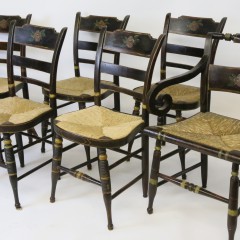 Set of Six American Sheraton Rush Seat Dining Chairs