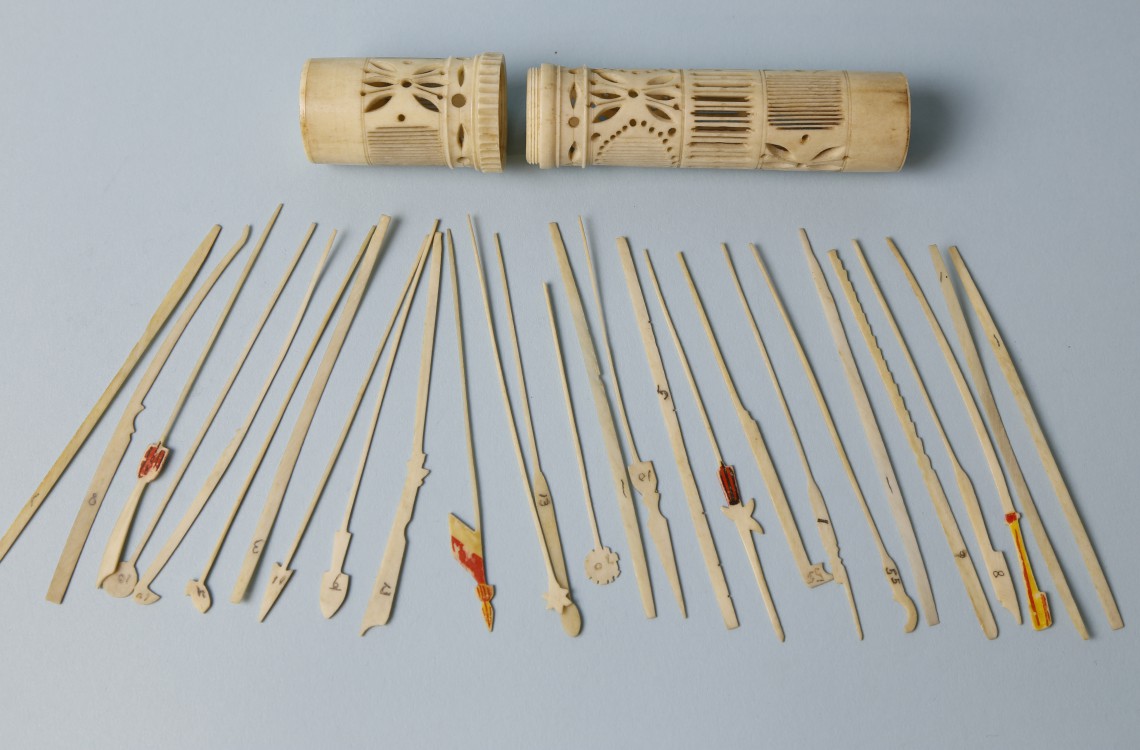 Jack Straws Antique Set of Carved Bone "Jack Straws" Rafael Osona