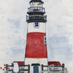 Barbara Kauffmann-Locke Watercolor on Paper “Sankaty Light”