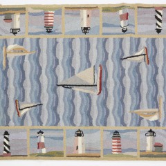 Sailboats and Lighthouses Hooked Rug