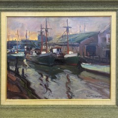 Robert Charles Gruppe Oil on Canvas “Gloucester Harbor”