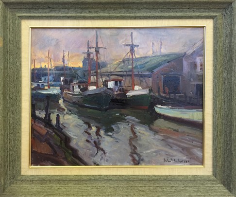 Robert Charles Gruppe Oil on Canvas “Gloucester Harbor”