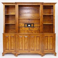 Tiger Maple Chippendale Style Open Hutch Bookcase