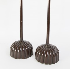 Pair of Japanese Patina Bronze Candlesticks, Height 25 in.